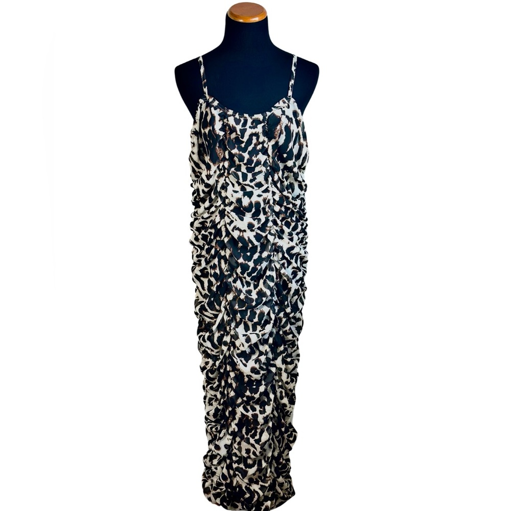 Ruched Leopard Print Midi. Size M/L